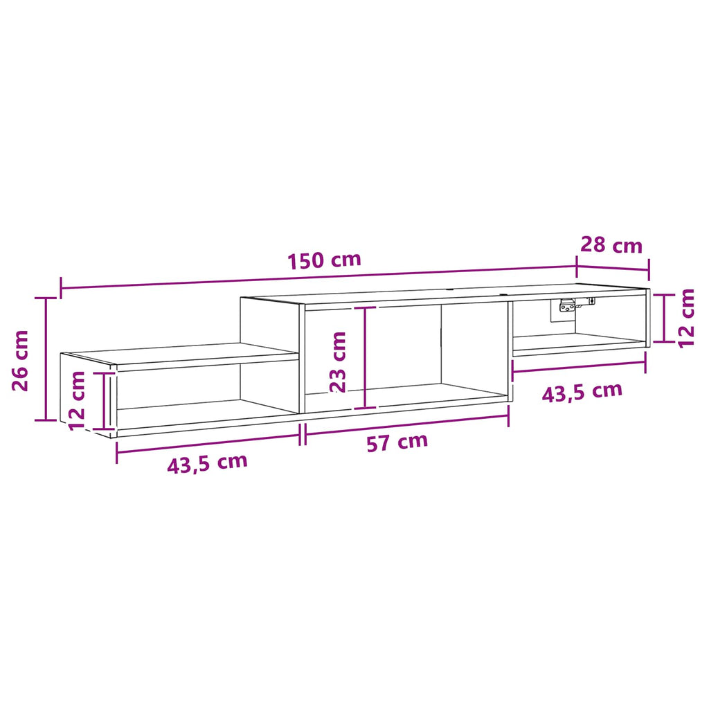 Wandmontierter TV-Schrank Wandhalterung Betongrau