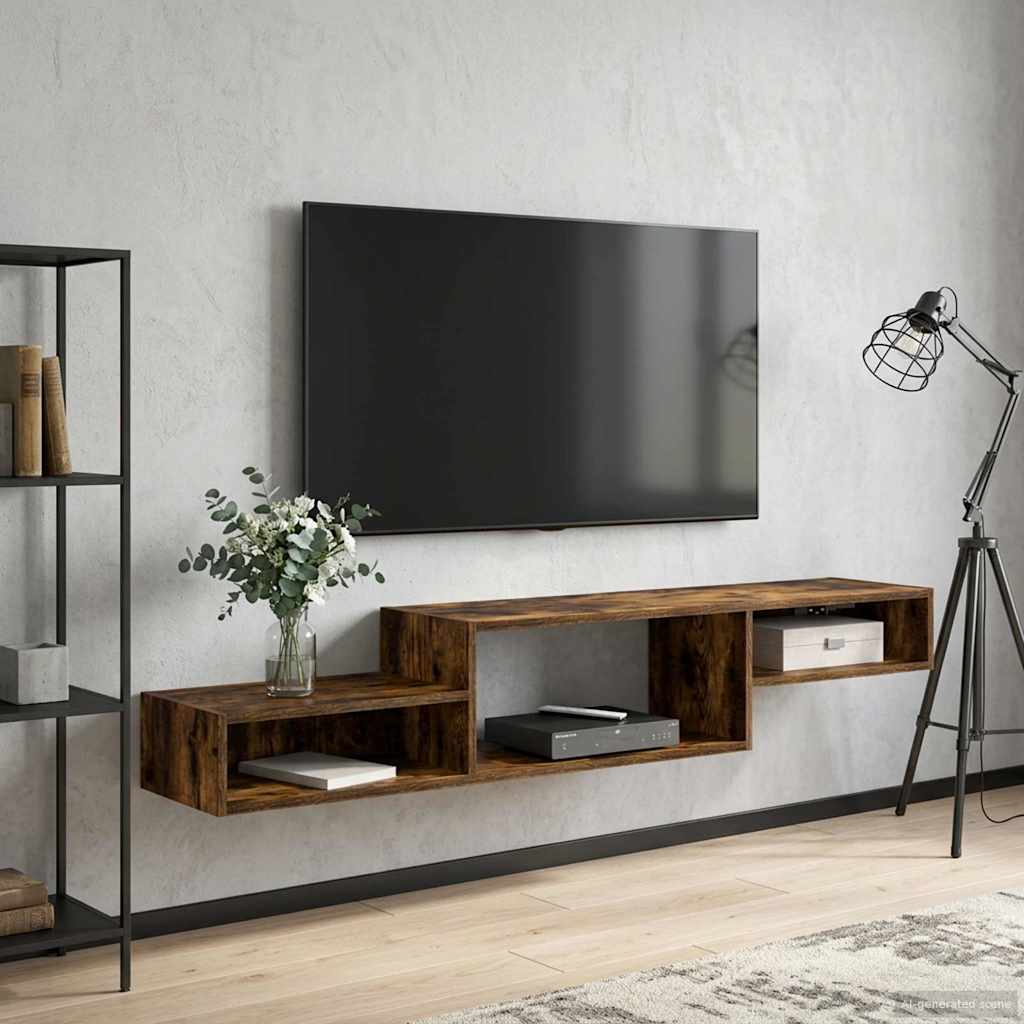 Wandmontierter TV-Schrank Wandhalterung Geräucherte Eiche