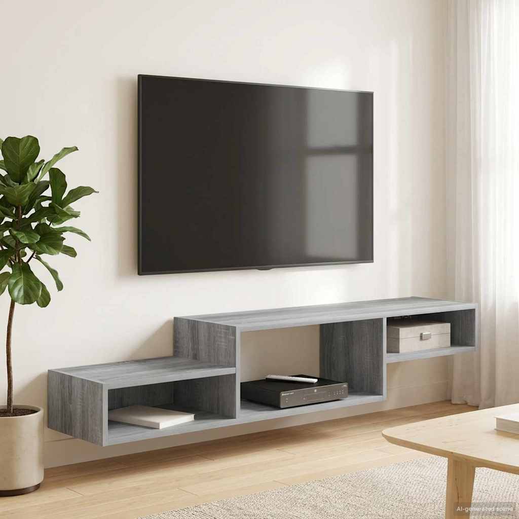 Wandmontierter TV-Schrank Wandhalterung Grau Sonoma