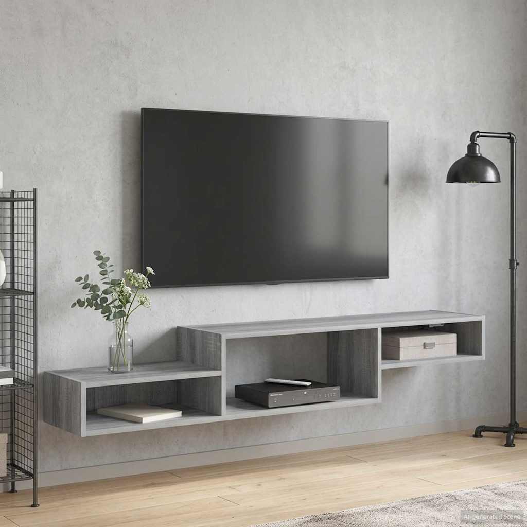 Wandmontierter TV-Schrank Wandhalterung Grau Sonoma