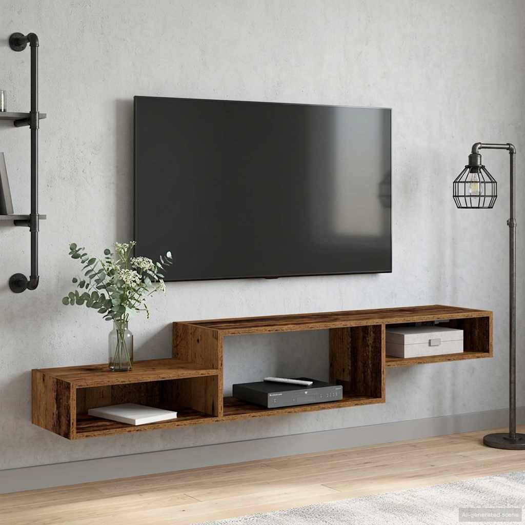 Wandmontierter TV-Schrank Wandhalterung Altholz