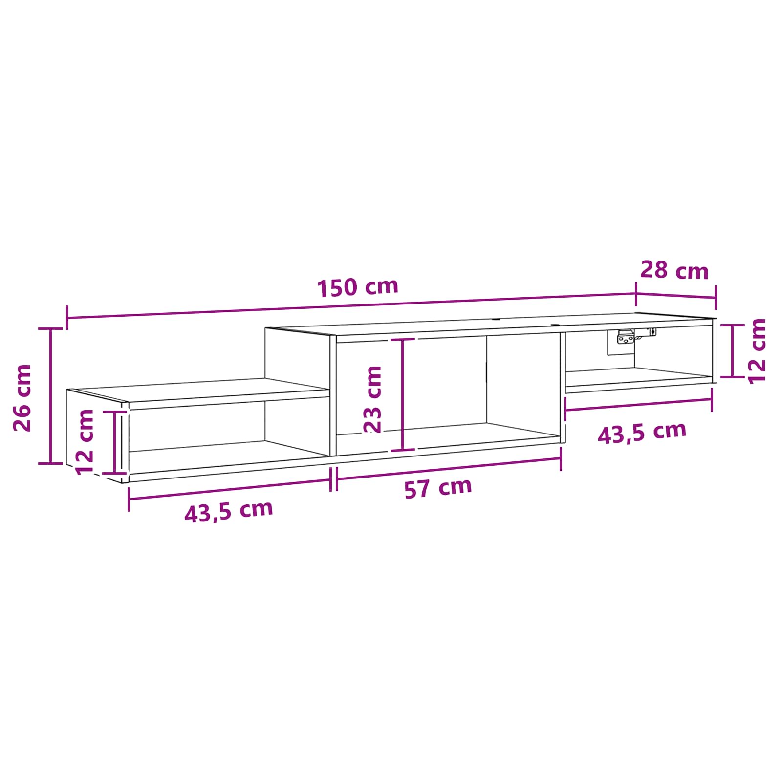 Wandmontierter TV-Schrank Wandhalterung Artisan-Eiche