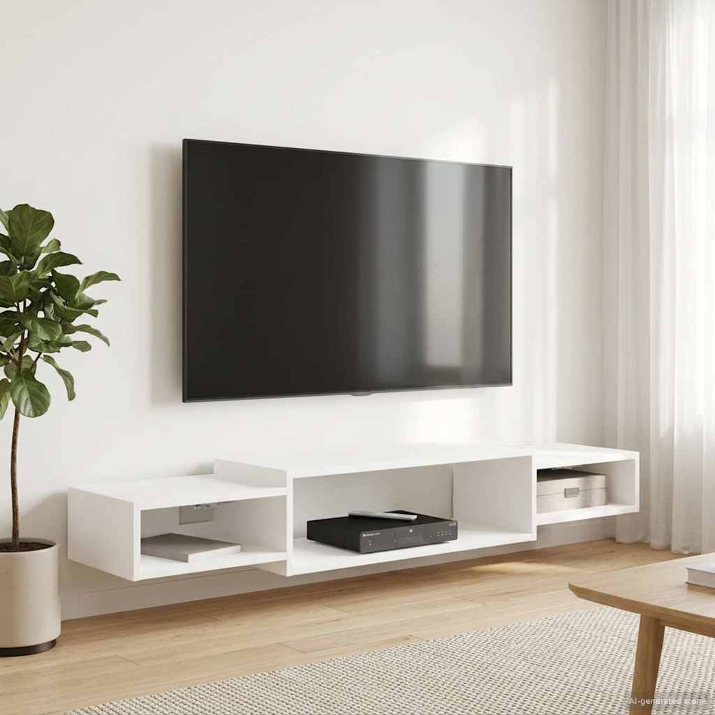 Wandmontierter TV-Schrank Wandhalterung Weiß 140 x 28 x 21 cm