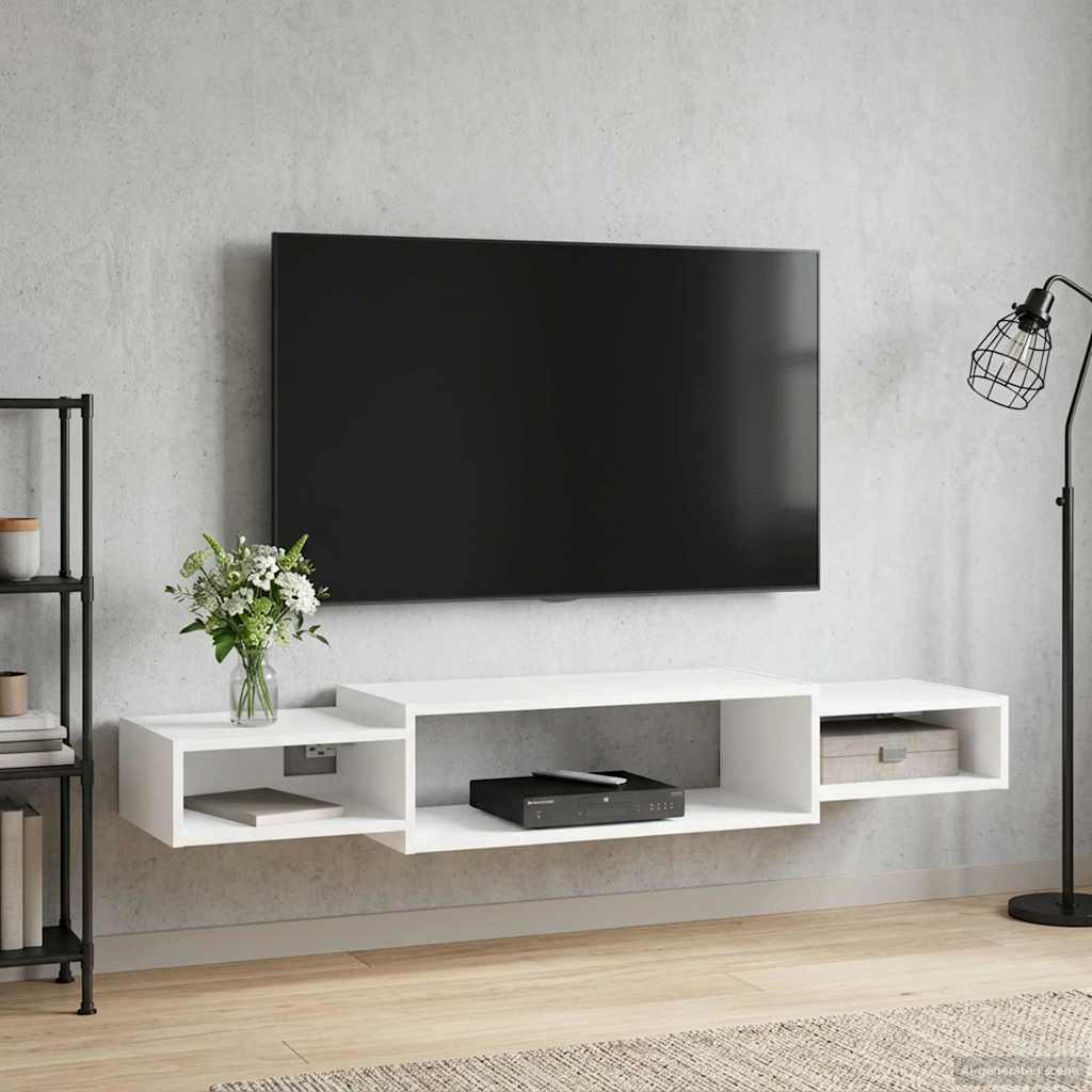 Wandmontierter TV-Schrank Wandhalterung Weiß 140 x 28 x 21 cm