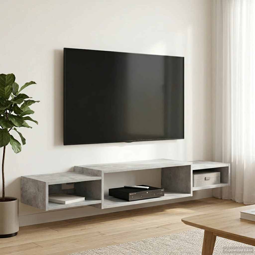 Wandmontierter TV-Schrank Wandhalterung Betongrau