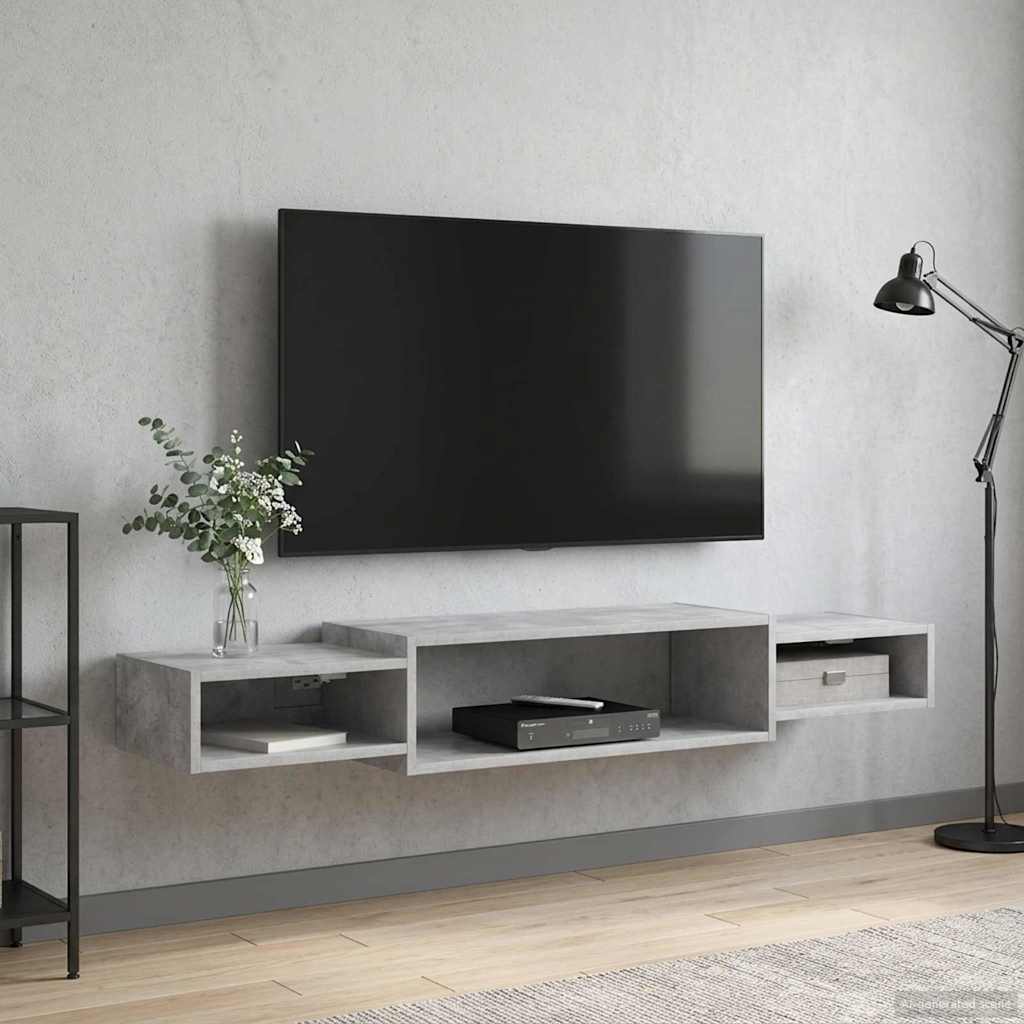 Wandmontierter TV-Schrank Wandhalterung Betongrau