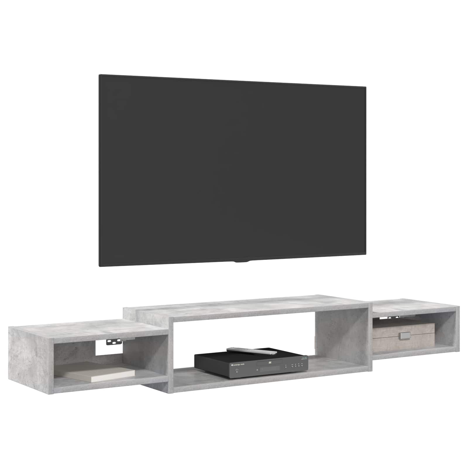 Wandmontierter TV-Schrank Wandhalterung Betongrau