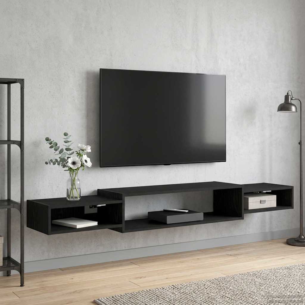 Wandmontierter TV-Schrank Wandhalterung Schwarze Eiche