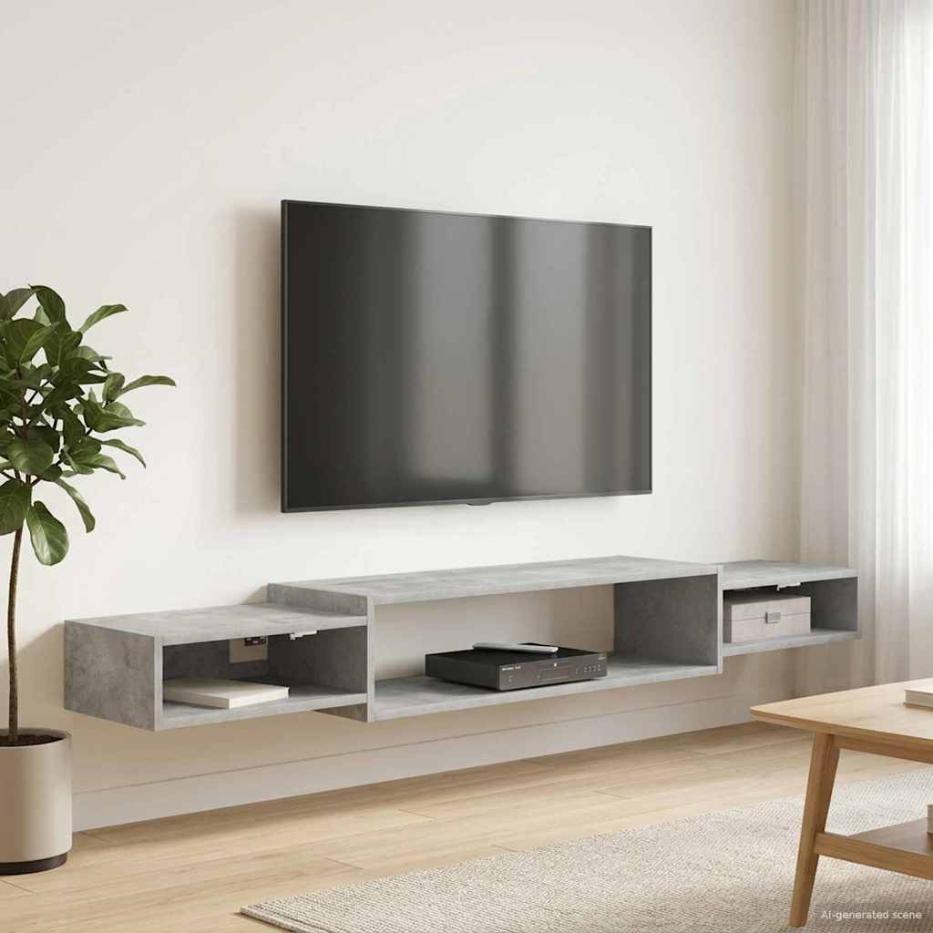 Wandmontierter TV-Schrank Wandhalterung Betongrau