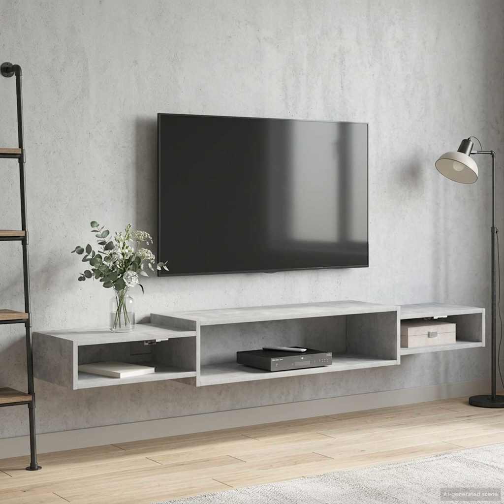 Wandmontierter TV-Schrank Wandhalterung Betongrau