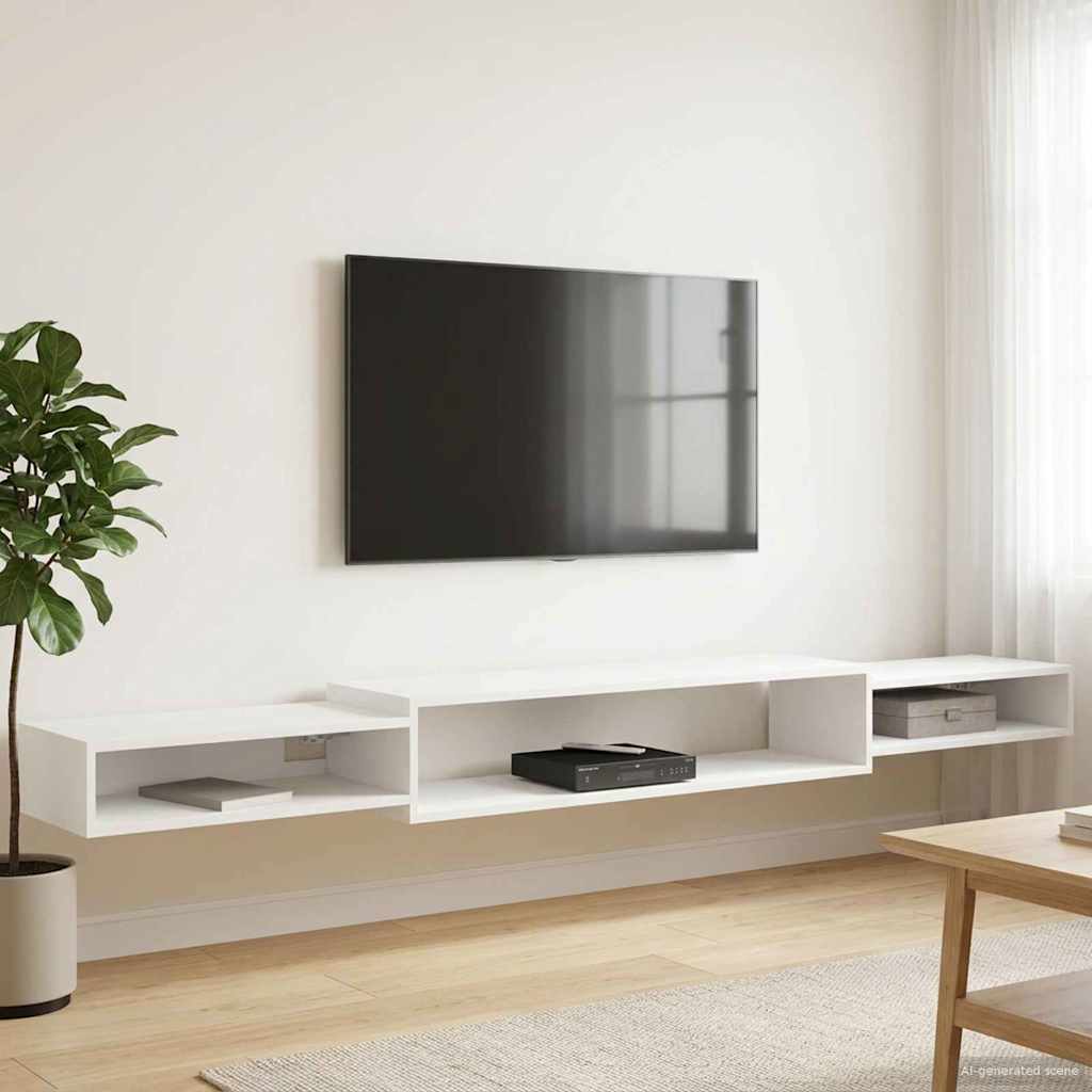 Wandmontierter TV-Schrank Wandhalterung Weiß 220 x 28 x 21 cm