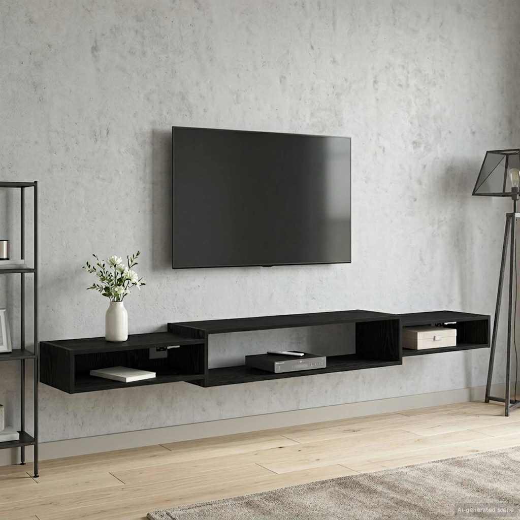 Wandmontierter TV-Schrank Wandhalterung Schwarze Eiche