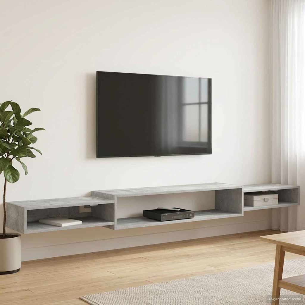 Wandmontierter TV-Schrank Wandhalterung Betongrau