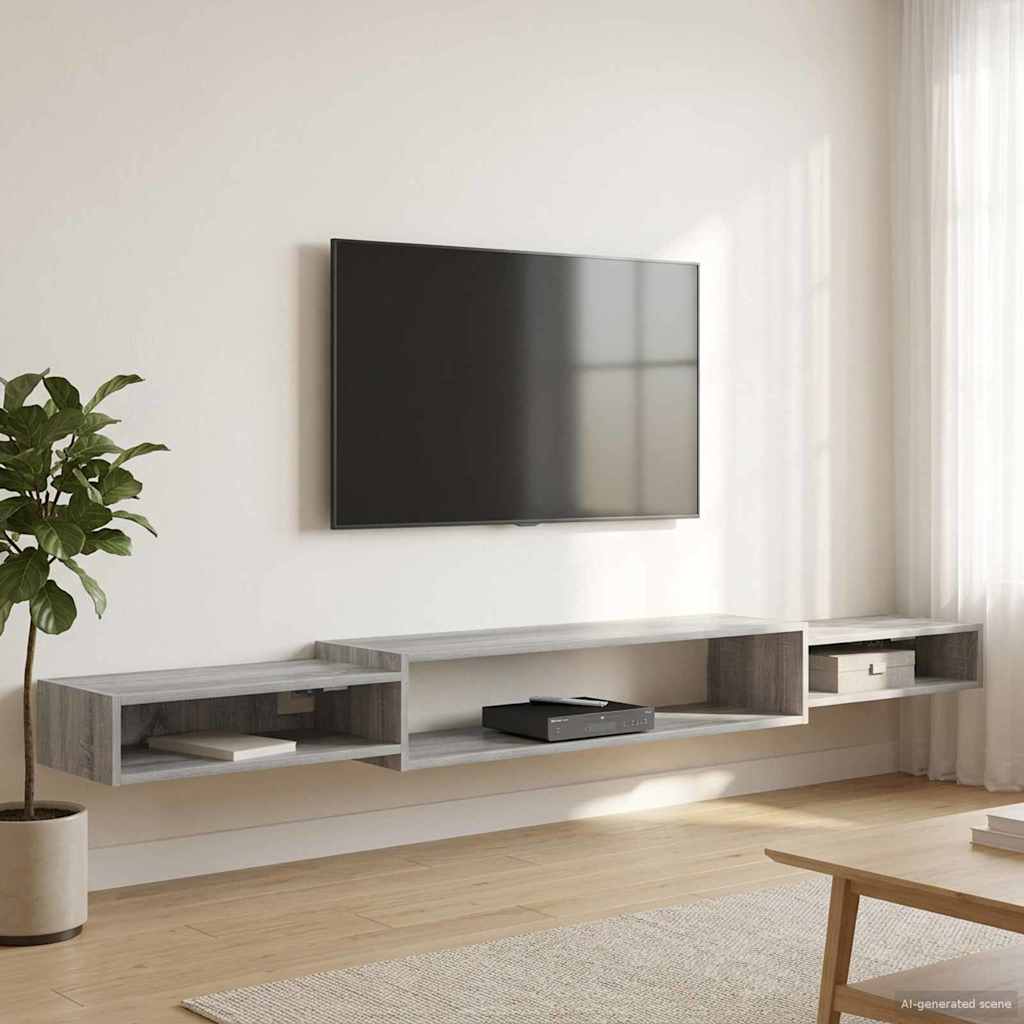 Wandmontierter TV-Schrank Wandhalterung Grau Sonoma