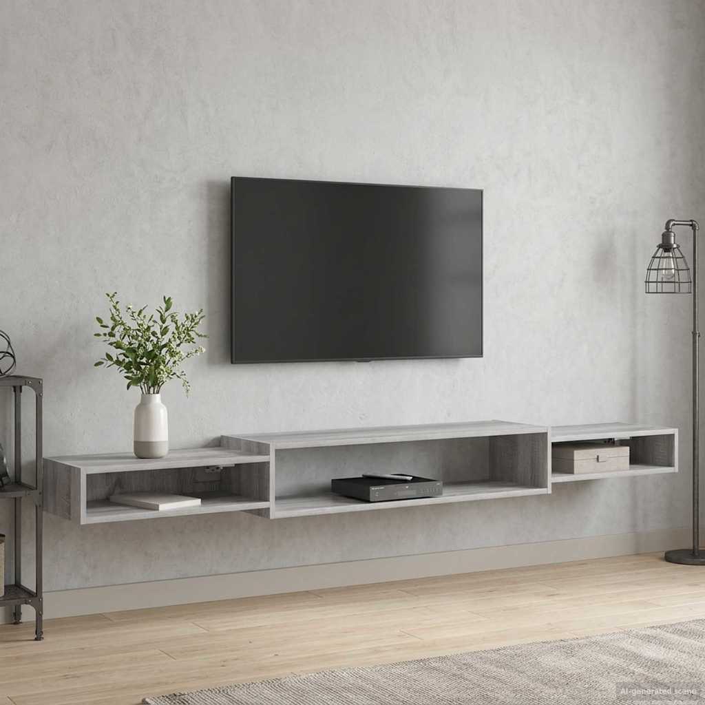Wandmontierter TV-Schrank Wandhalterung Grau Sonoma
