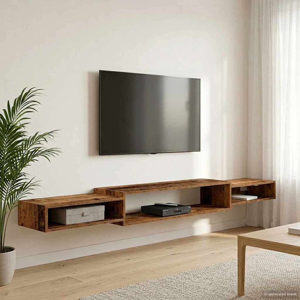 Wandmontierter TV-Schrank Wandhalterung Altholz