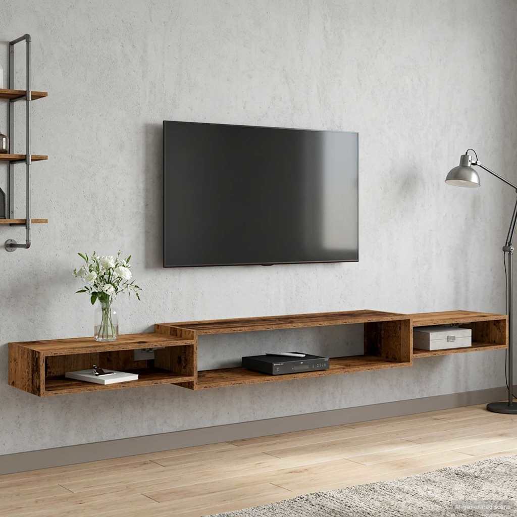 Wandmontierter TV-Schrank Wandhalterung Altholz