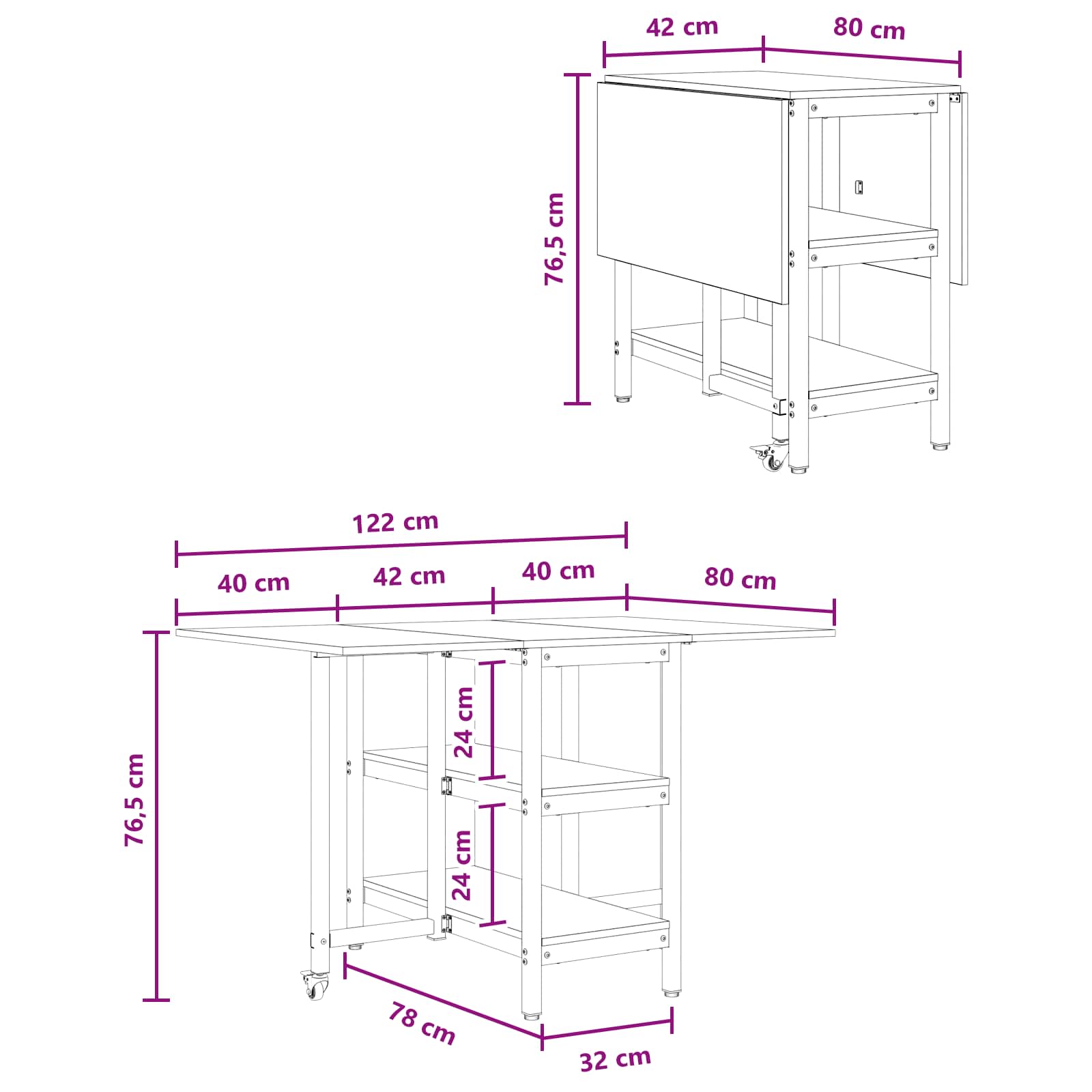 Esstisch 122 x 80 x 76,5 cm Holzwerkstoff Sonoma-Eiche