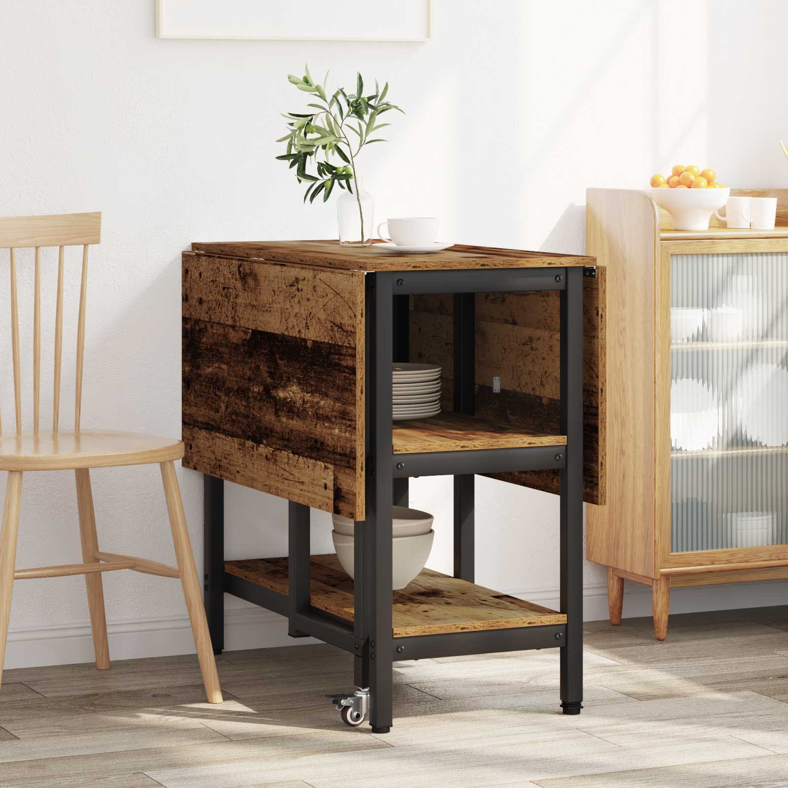Esstisch 122 x 80 x 76,5 cm Holzwerkstoff Altholz Rechtwinklig