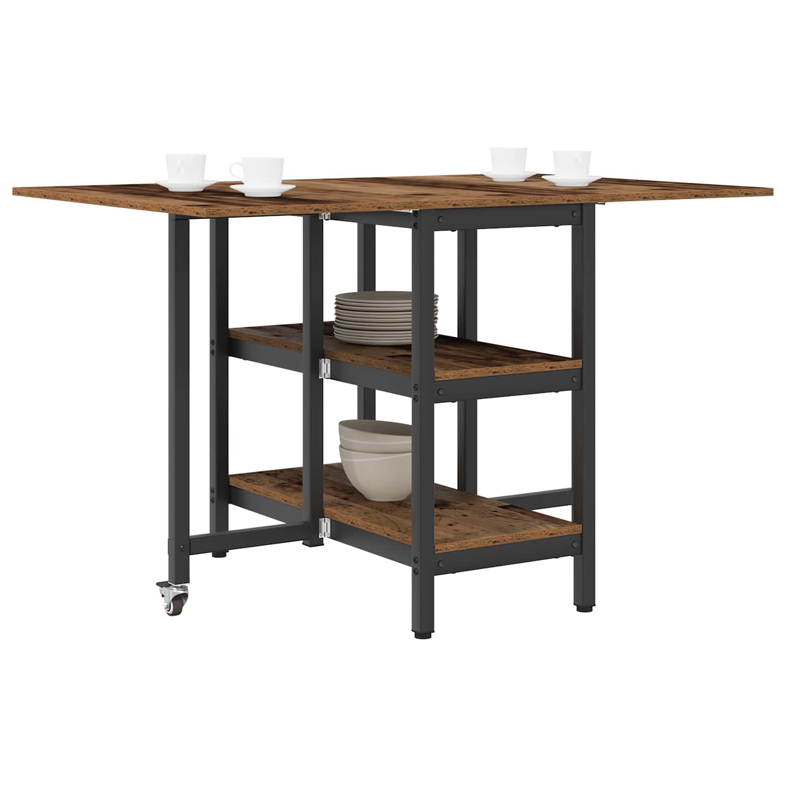 Esstisch 122 x 80 x 76,5 cm Holzwerkstoff Altholz Rechtwinklig