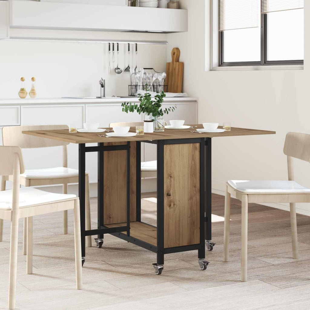 Faltbarer Esstisch mit Rollen 130 x 80 x 76,5 cm Stahl PB