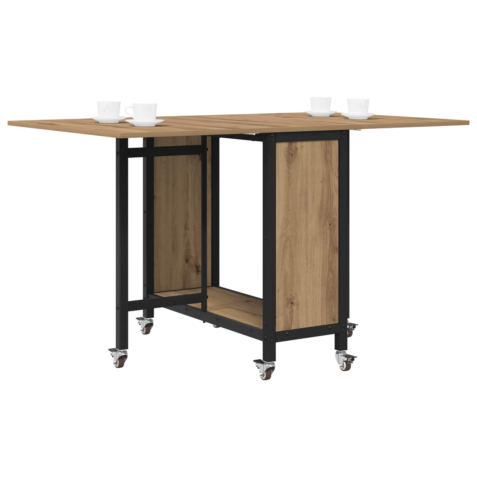 Faltbarer Esstisch mit Rollen 130 x 80 x 76,5 cm Stahl PB