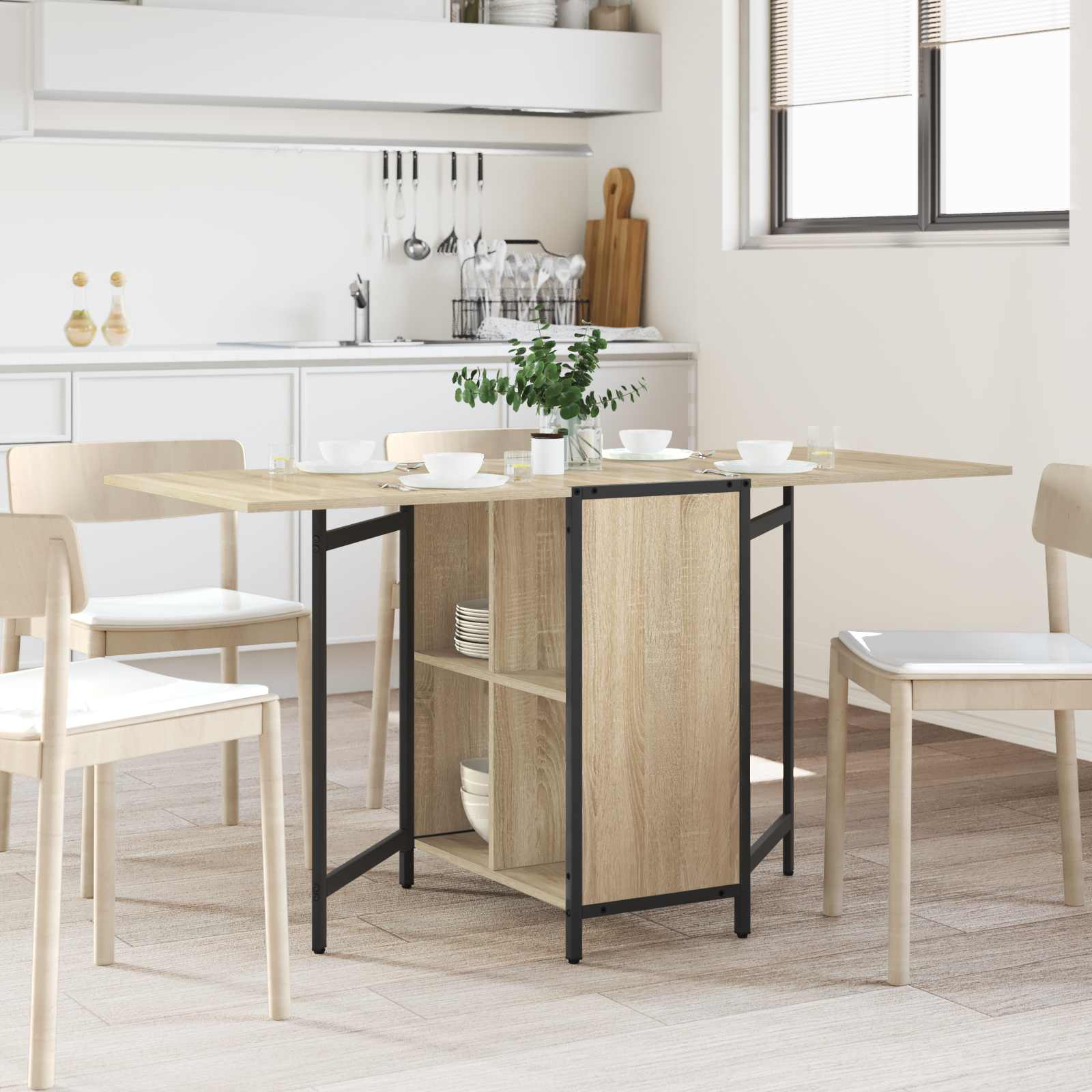 Esstisch 144 x 60 x 75 cm Holzwerkstoff Sonoma-Eiche