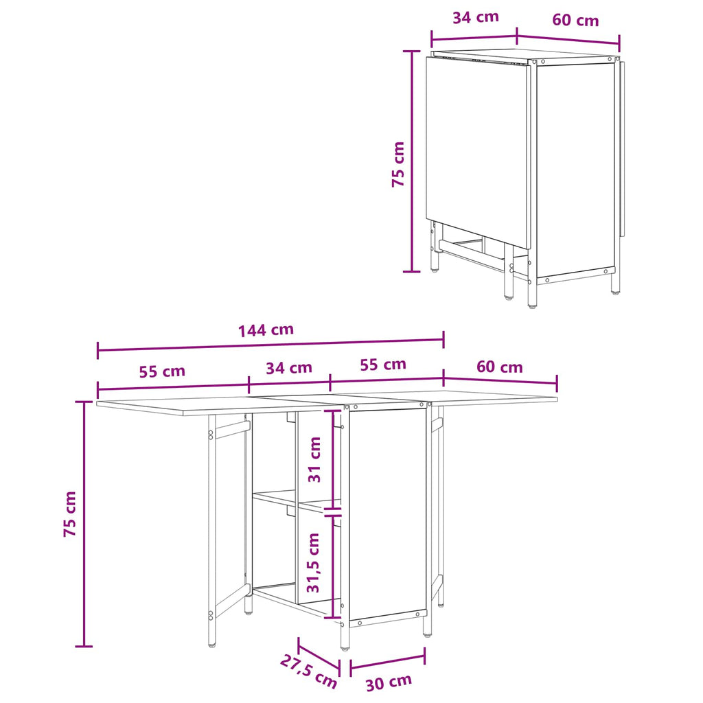Esstisch 144 x 60 x 75 cm Holzwerkstoff Sonoma-Eiche