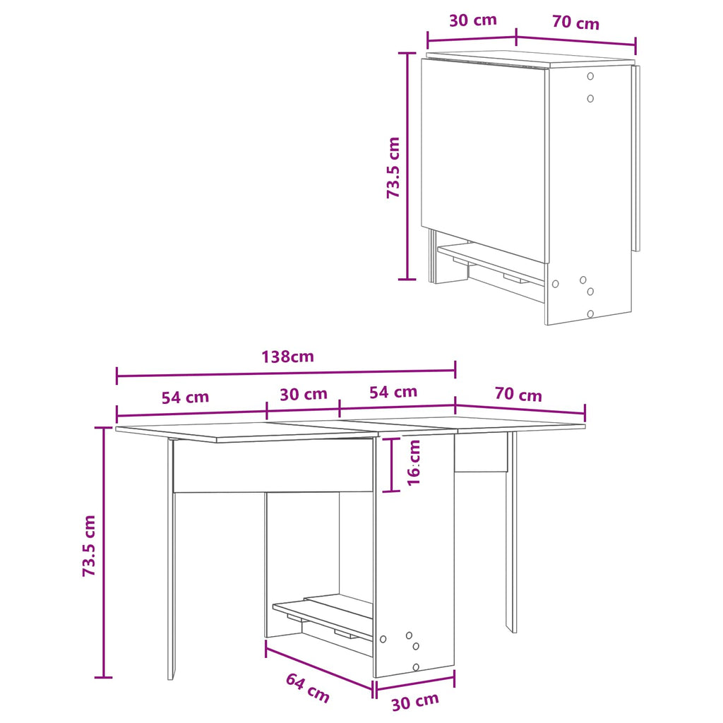 Esstisch 138 x 70 x 73,5 cm Holzwerkstoff Sonoma-Eiche