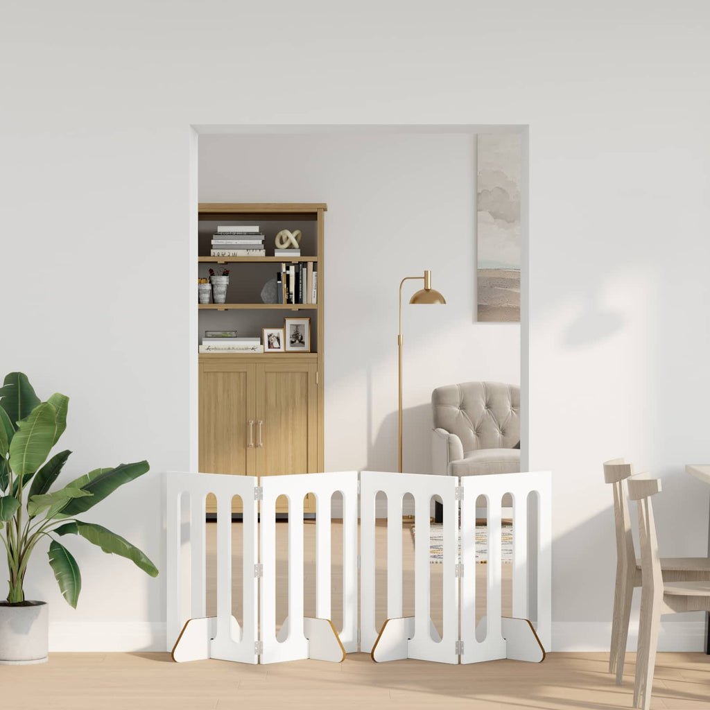 Faltbarer Haustierzaun 4 pcs Weiß 201 x 38 x 70 cm