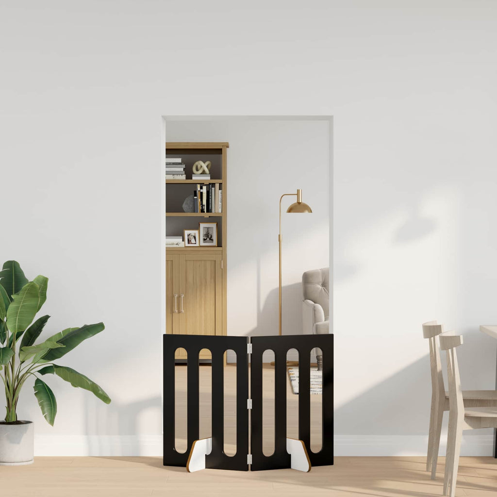 Faltbarer Haustierzaun 2 pcs Schwarze Eiche 100,5 x 38 x 70 cm