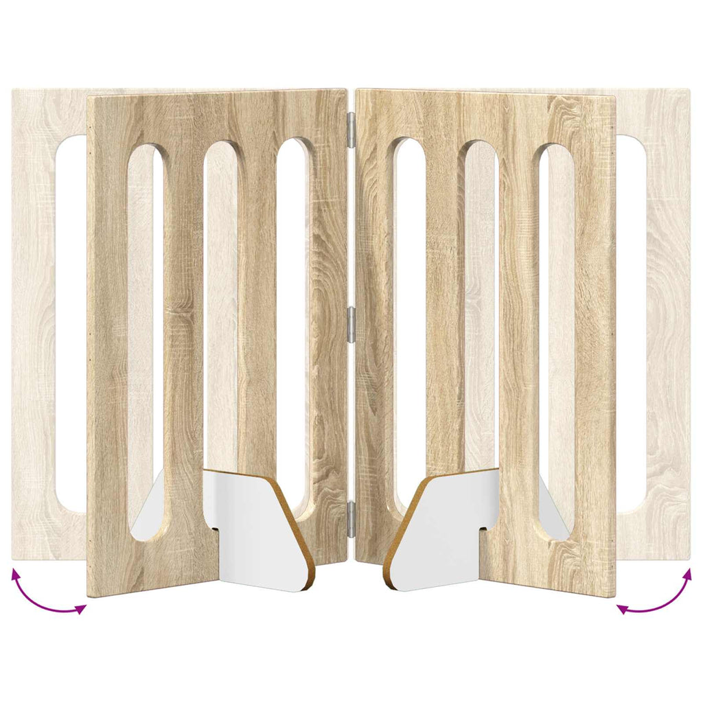 Faltbarer Haustierzaun 2 pcs Sonoma-Eiche 100,5 x 38 x 70 cm