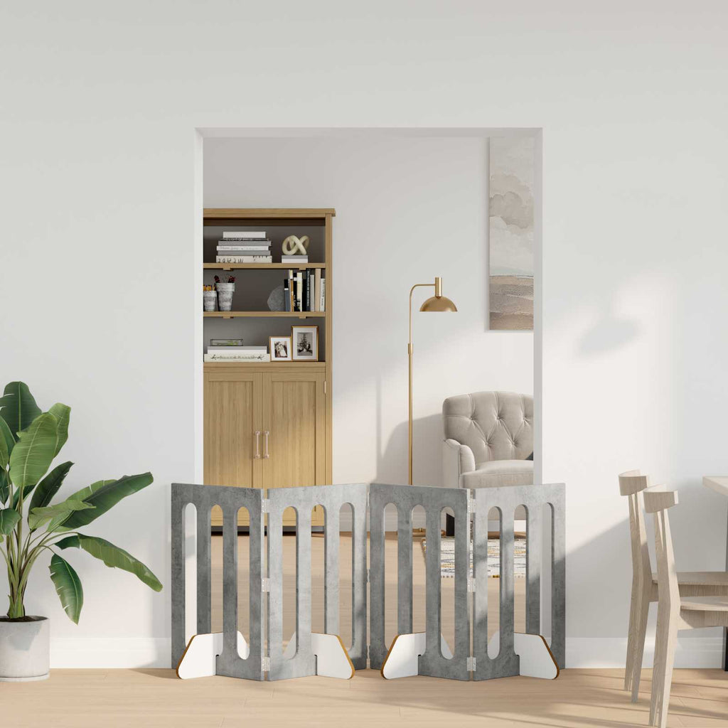 Faltbarer Haustierzaun 4 pcs Betongrau 201 x 38 x 70 cm