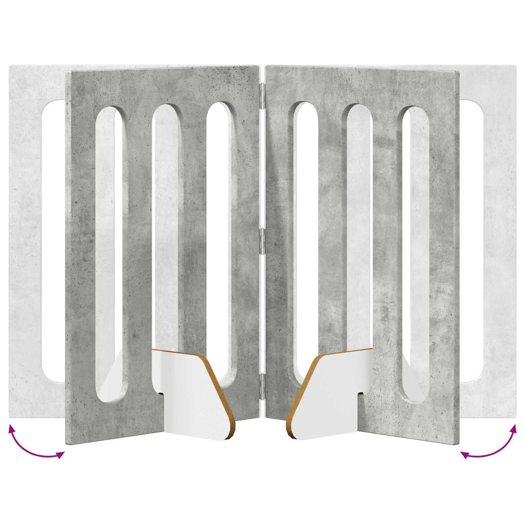 Faltbarer Haustierzaun 4 pcs Betongrau 201 x 38 x 70 cm