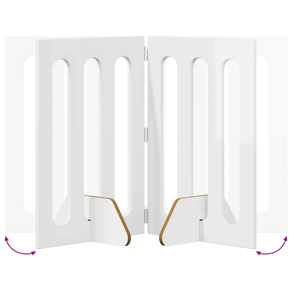 Faltbarer Haustierzaun 2 pcs Hochglanz Weiß 100,5 x 38 x 70 cm