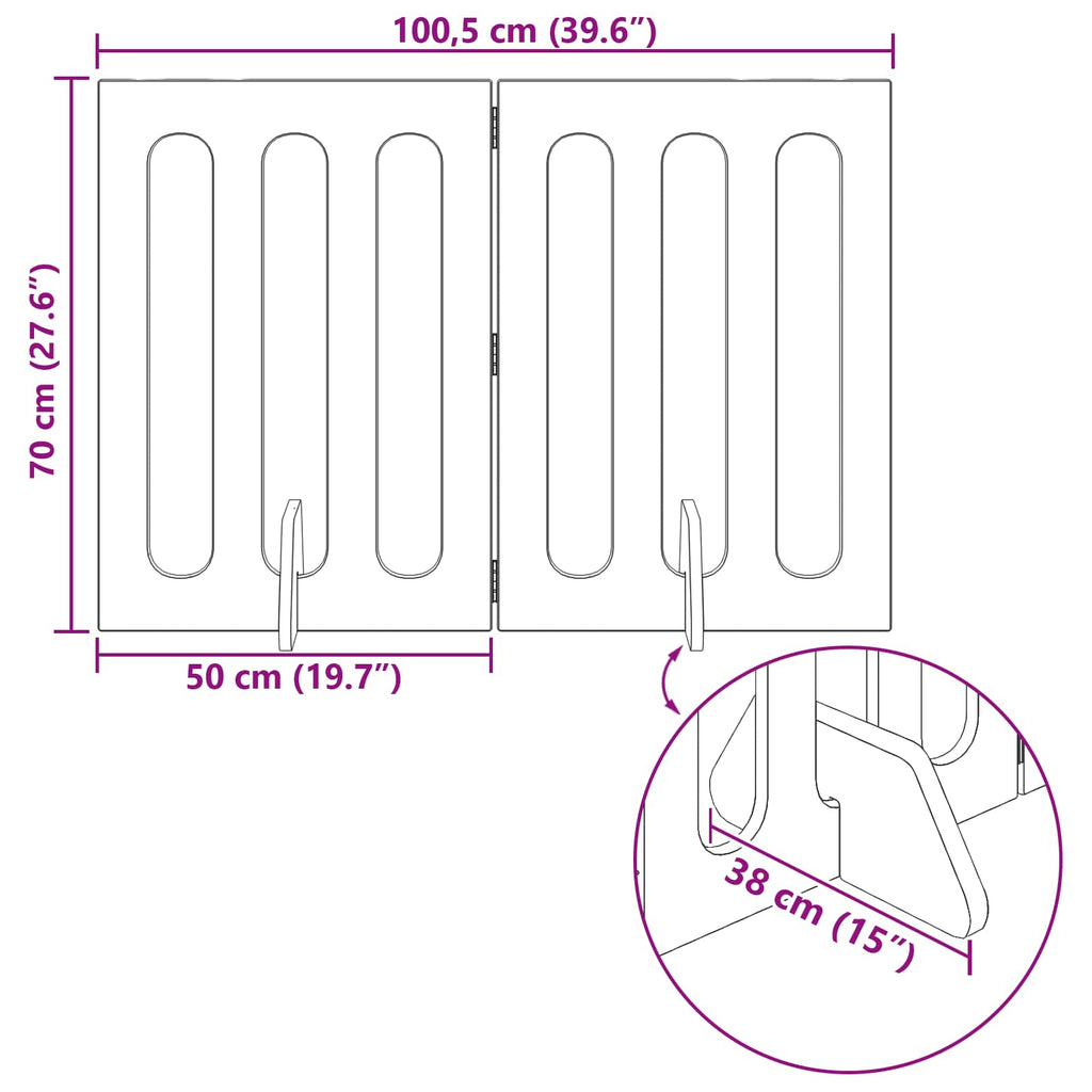 Faltbarer Haustierzaun 2 pcs Hochglanz Weiß 100,5 x 38 x 70 cm