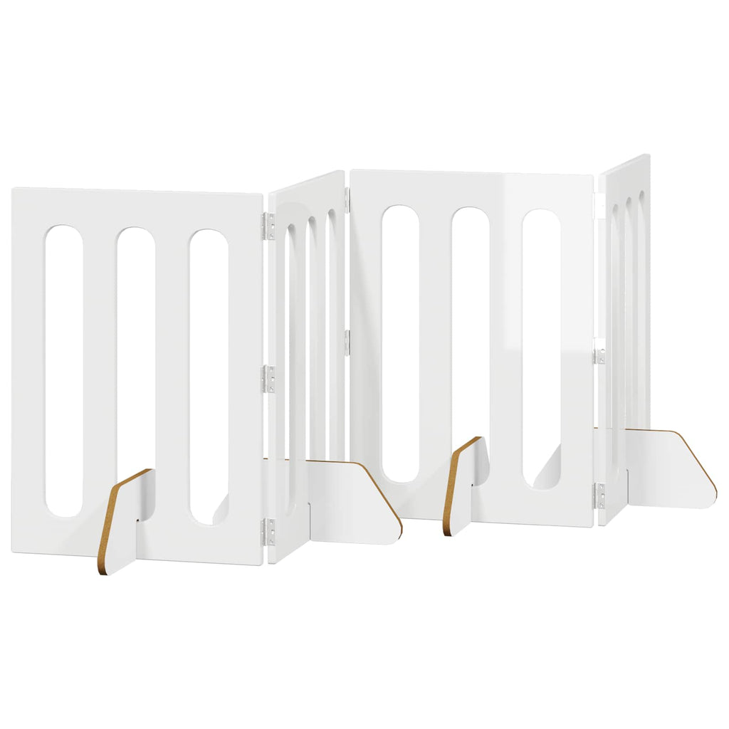 Faltbarer Haustierzaun 4 pcs Hochglanz Weiß 201 x 38 x 70 cm