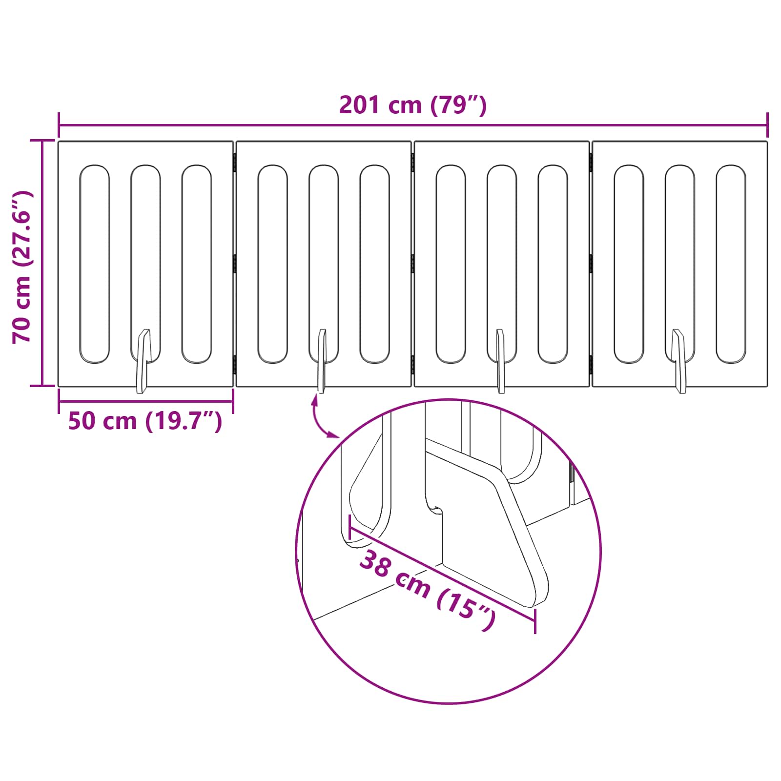 Faltbarer Haustierzaun 4 pcs Hochglanz Weiß 201 x 38 x 70 cm
