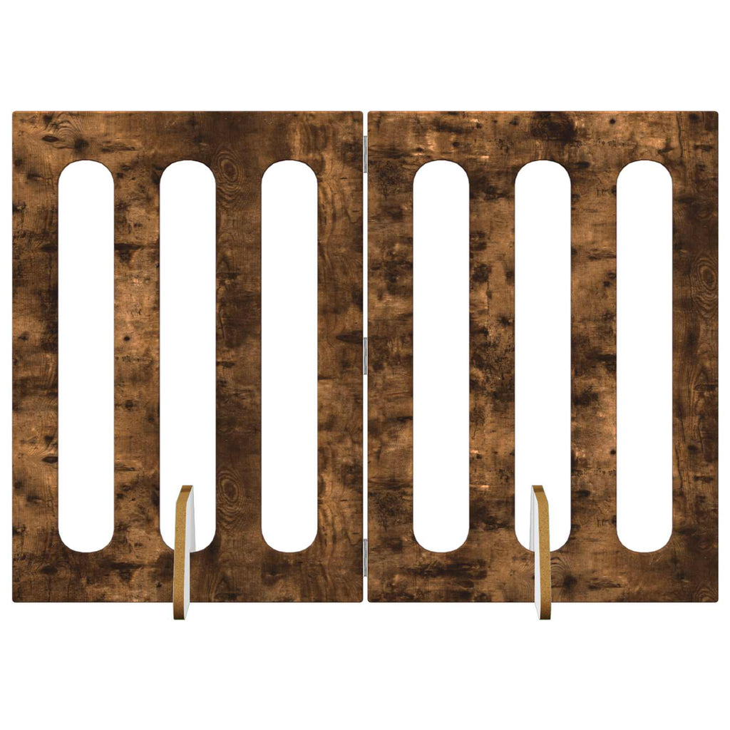 Faltbarer Haustierzaun 2 pcs Geräucherte Eiche Holzwerkstoff