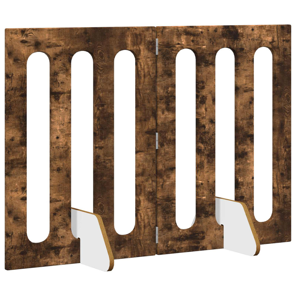 Faltbarer Haustierzaun 2 pcs Geräucherte Eiche Holzwerkstoff