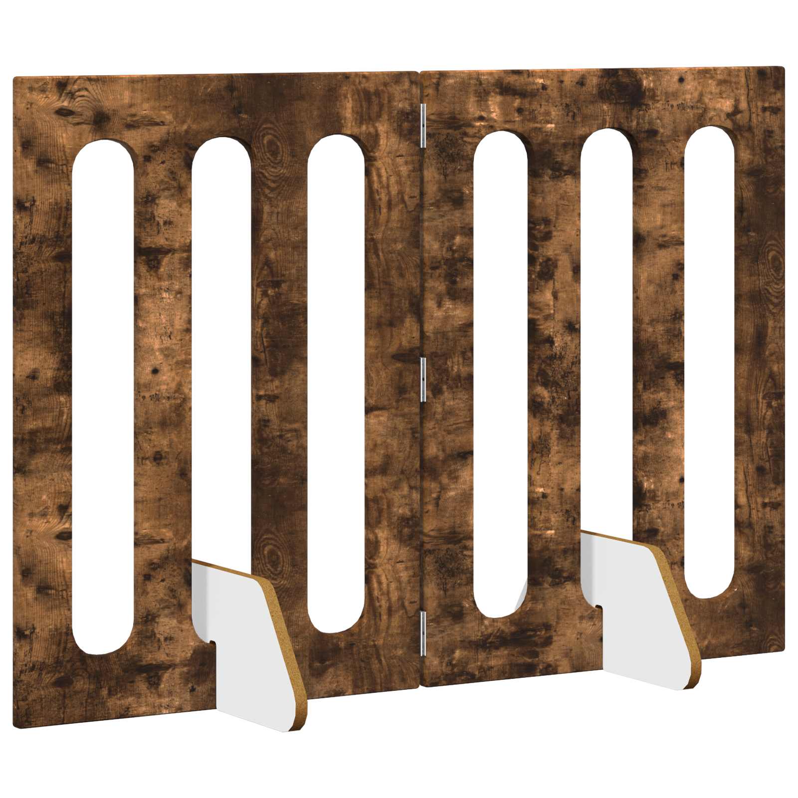 Faltbarer Haustierzaun 2 pcs Geräucherte Eiche Holzwerkstoff