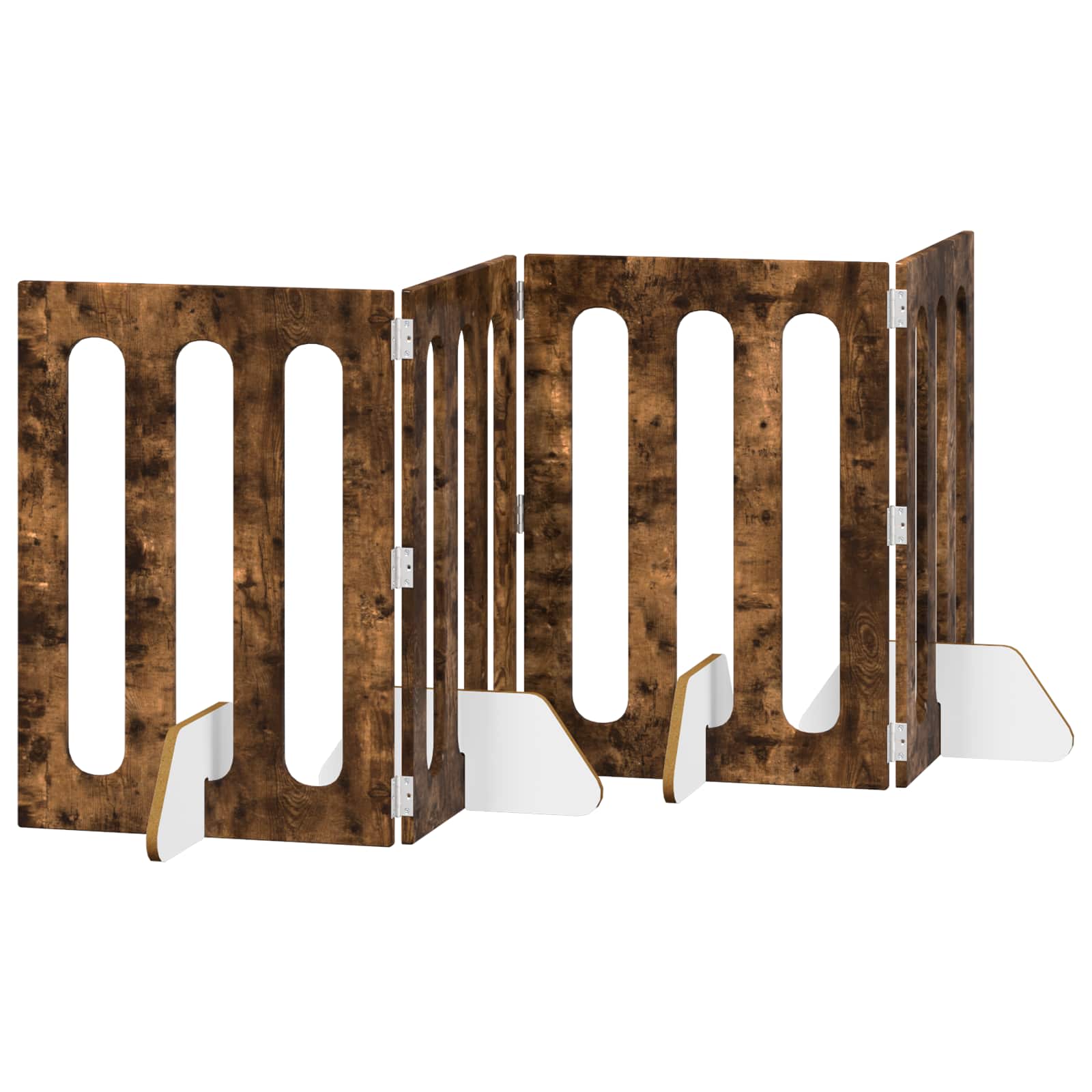 Faltbarer Haustierzaun 4 pcs Geräucherte Eiche 201 x 38 x 70 cm