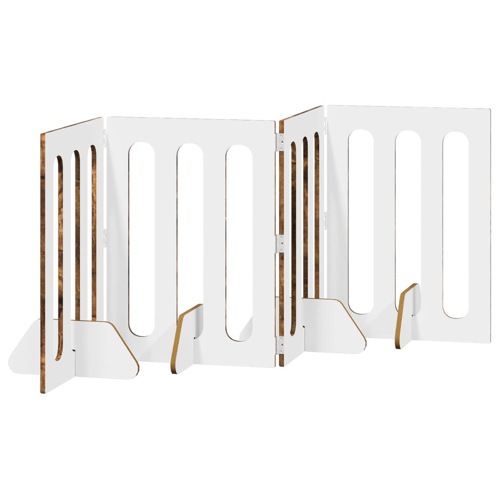 Faltbarer Haustierzaun 4 pcs Geräucherte Eiche 201 x 38 x 70 cm