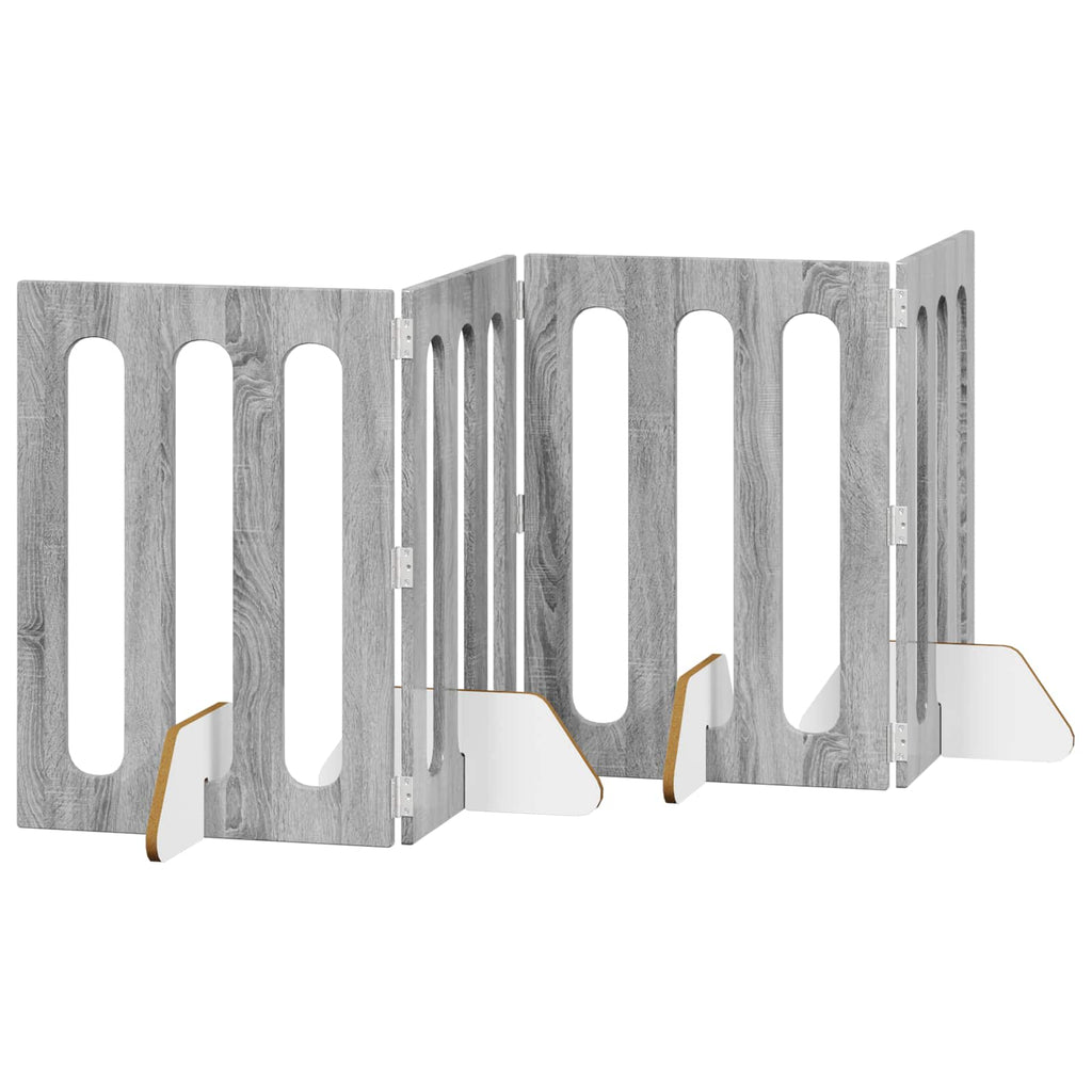 Faltbarer Haustierzaun 4 pcs Graues Sonoma 201 x 38 x 70 cm