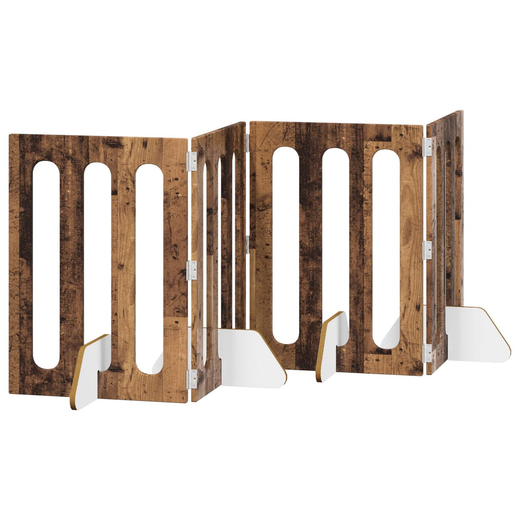 Faltbarer Haustierzaun 4 pcs Eichenholz 201 x 38 x 70 cm