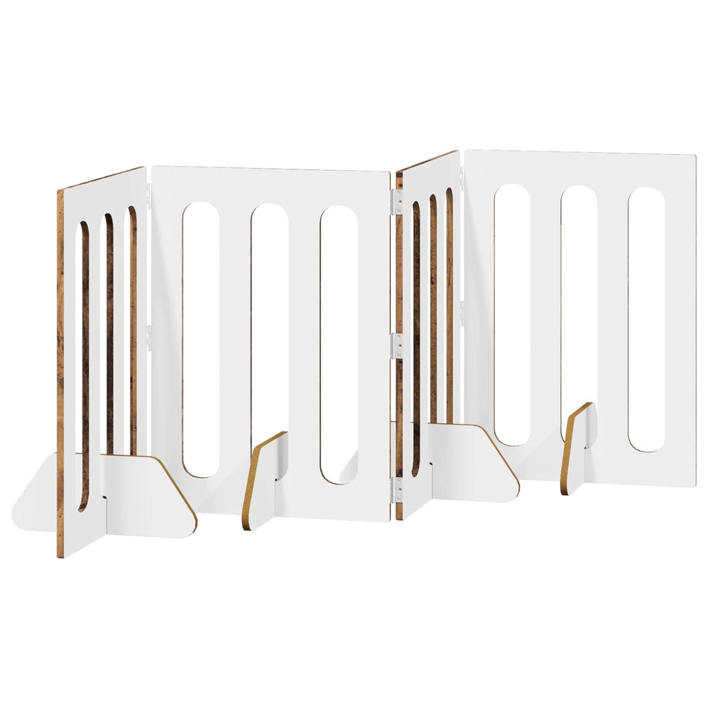 Faltbarer Haustierzaun 4 pcs Eichenholz 201 x 38 x 70 cm