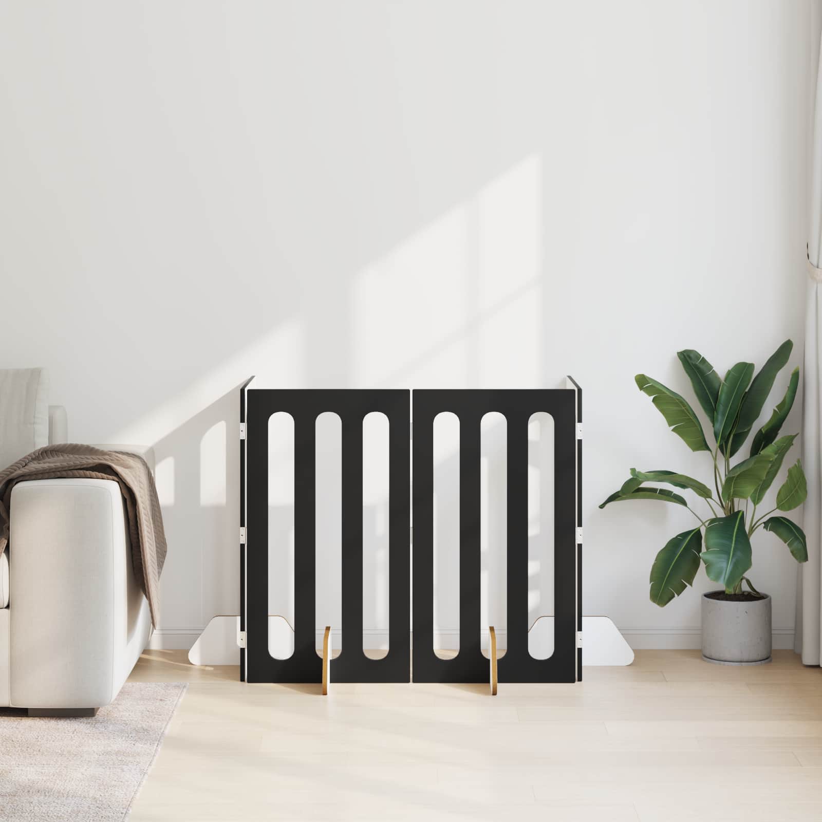 Faltbarer Haustierzaun 4 pcs Schwarze Eiche 201 x 38 x 90 cm