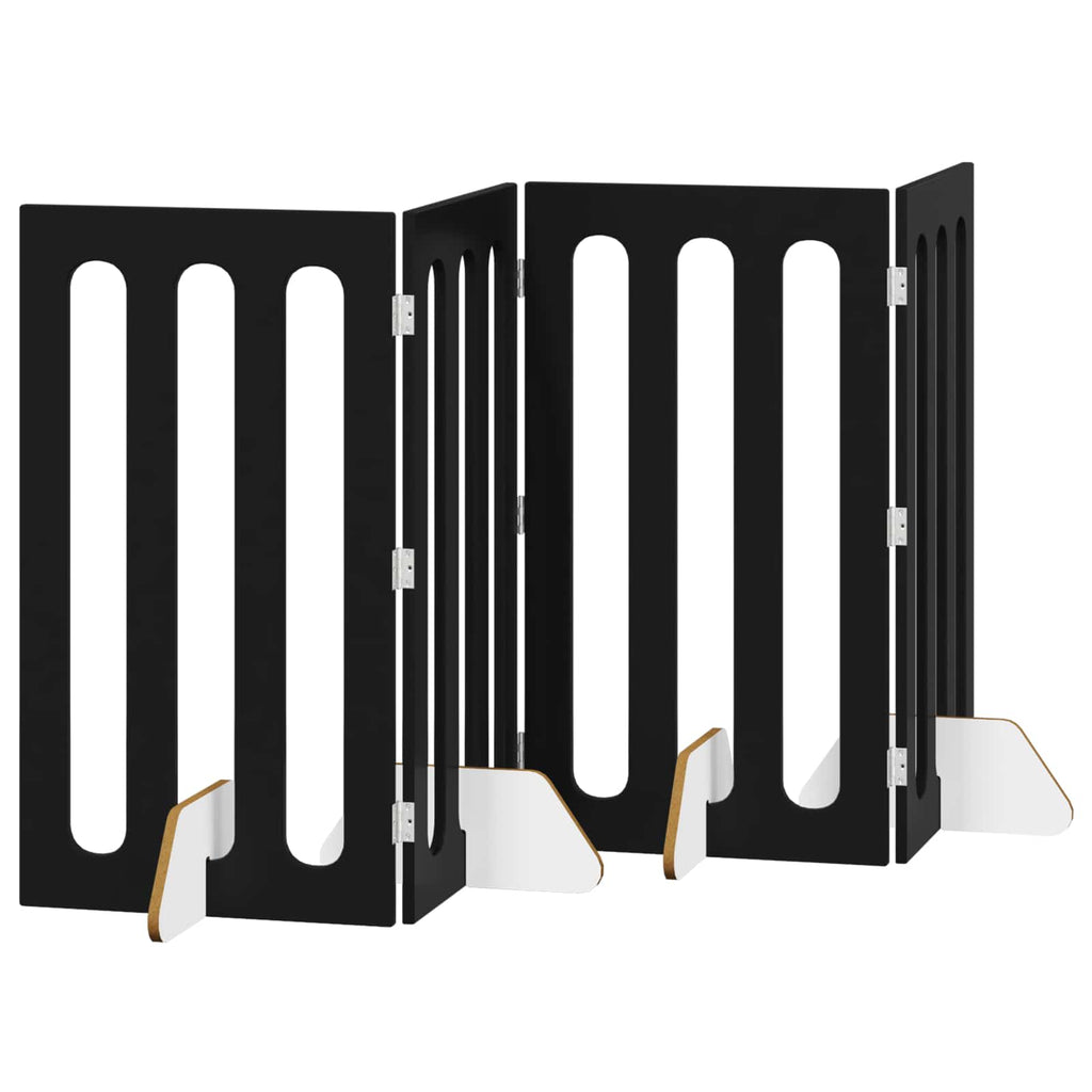Faltbarer Haustierzaun 4 pcs Schwarze Eiche 201 x 38 x 90 cm
