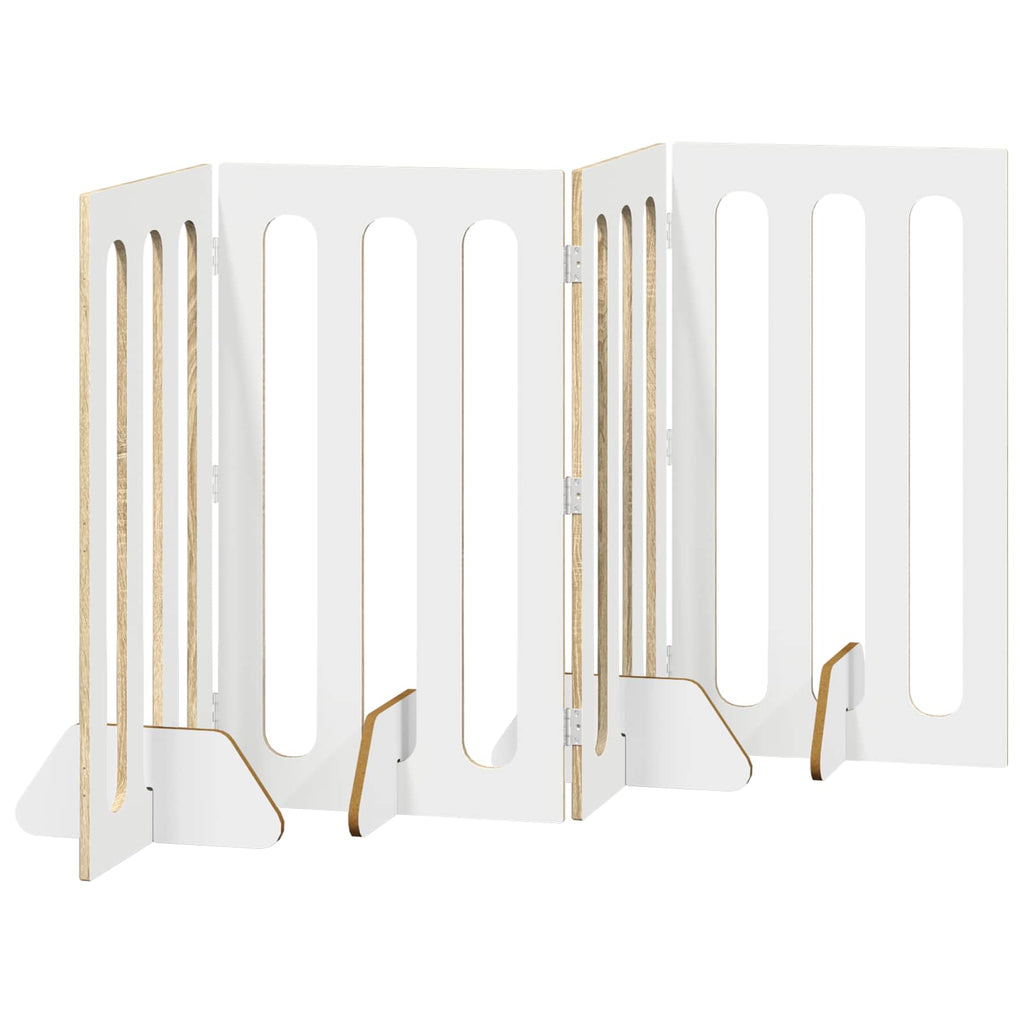 Faltbarer Haustierzaun 4 pcs Sonoma-Eiche 201 x 38 x 90 cm