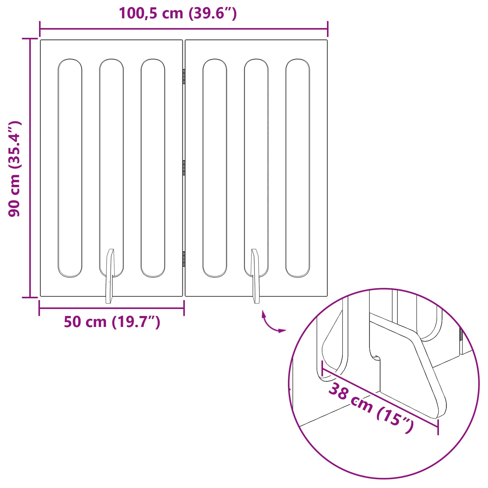 Faltbarer Haustierzaun 2 pcs Betongrau 100,5 x 38 x 90 cm